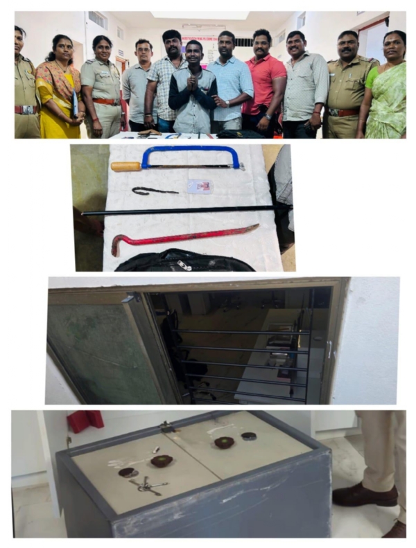 In Coimbatore, a man from Assam who tried to rob a jewelry shop by cutting through a window was arrested; jewelry worth ₹5 crore was saved — the police captured the culprit using CCTV footage