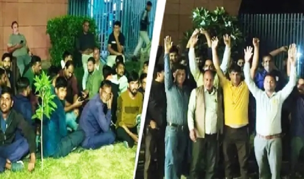 சுங்கச்சாவடி கட்டணம் வசூலிக்காமல் வாகனங்களை அனுப்பி ஊழியர்கள் போராட்டம்