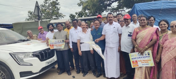 A polio awareness car rally organized by the Rotary Club of Kovai Kovaipudur commenced at the A-Ground area in Kovaipudur, Coimbatore. Former Minister Velumani inaugurated the rally. A polio awareness car rally organized by the Rotary Club of Kovai Kovaipudur commenced at the A-Ground area in Kovaipudur, Coimbatore. Former Minister Velumani inaugurated the rally.