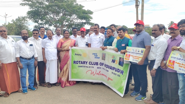 A polio awareness car rally organized by the Rotary Club of Kovai Kovaipudur commenced at the A-Ground area in Kovaipudur, Coimbatore. Former Minister Velumani inaugurated the rally. A polio awareness car rally organized by the Rotary Club of Kovai Kovaipudur commenced at the A-Ground area in Kovaipudur, Coimbatore. Former Minister Velumani inaugurated the rally.