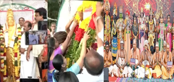 ராஜராஜ சோழனின் சதய விழாவை முன்னிட்டு தமிழக அரசு சார்பில் மாலை அணிவித்து மரியாதை ராஜராஜ சோழனின் சதய விழாவை முன்னிட்டு தமிழக அரசு சார்பில் மாலை அணிவித்து மரியாதை