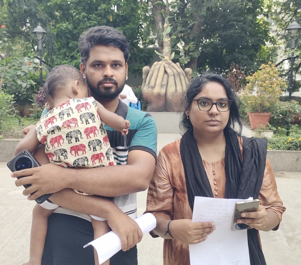 The parents of a child suffering from spinal muscular atrophy have submitted a petition to the district collector seeking help, as the treatment costs 1.50 crore rupees.