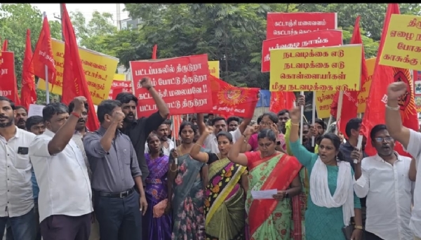 In Coimbatore’s Kattanchi hill area, Naam Tamilar Katchi members staged a protest defying police restrictions, demanding a stop to illegal sand mining; the police arrested them In Coimbatore’s Kattanchi hill area, Naam Tamilar Katchi members staged a protest defying police restrictions, demanding a stop to illegal sand mining; the police arrested them