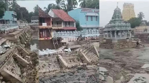 கன்னியாகுமரியில் சுசீந்திரம் கோயில் தெப்பக்குள சுவர் இடிந்து விழுந்து விபத்து கன்னியாகுமரியில் சுசீந்திரம் கோயில் தெப்பக்குள சுவர் இடிந்து விழுந்து விபத்து