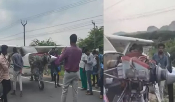 திடீரென சாலையில் தரையிறங்கிய விமானம் - விமானிகள் இருவர் பலத்த காயங்களுடன் மீட்பு திடீரென சாலையில் தரையிறங்கிய விமானம் - விமானிகள் இருவர் பலத்த காயங்களுடன் மீட்பு