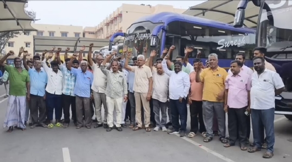 As no progress has been made in the discussions with the Tamil Nadu government regarding the state road tax issue, omni bus owners are holding a press meet in Coimbatore as part of their association’s meeting to announce the next phase of their protest.