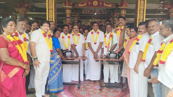 At the Sri Saradambal Temple, the birthday celebration of Sivaganga Member of Parliament Karthi Chidambaram was held. At the Sri Saradambal Temple, the birthday celebration of Sivaganga Member of Parliament Karthi Chidambaram was held.