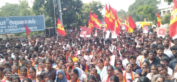 On behalf of the Tamilaga Vetri Kazhagam, a protest demonstration was held in front of the Coimbatore South Tahsildar office under the leadership of the party’s State Policy Promotion Secretary, Arun Raj. On behalf of the Tamilaga Vetri Kazhagam, a protest demonstration was held in front of the Coimbatore South Tahsildar office under the leadership of the party’s State Policy Promotion Secretary, Arun Raj.