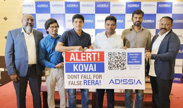 The Kovai Alert awareness campaign by Adisia Developers has been launched regarding the purchase of vacant plots and apartment houses. The Kovai Alert awareness campaign by Adisia Developers has been launched regarding the purchase of vacant plots and apartment houses.