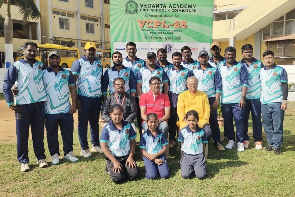 The Vedanta Corporate Cricket Premier League 2025 inauguration ceremony was held today on behalf of Kovai Vedanta Academy CBSE Residential School.