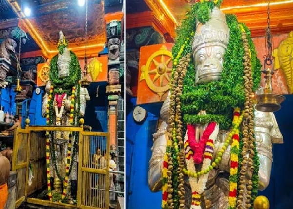 சுசீந்திரம் கோவிலில் ஆஞ்சநேயருக்கு வெள்ளி அங்கி சாத்தி சிறப்பு வழிபாடு