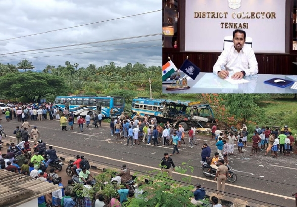 தென்காசியில் விபத்தை ஏற்படுத்திய தனியார் பேருந்தின் உரிமம் ரத்து - மாவட்ட ஆட்சியர் நடவடிக்கை