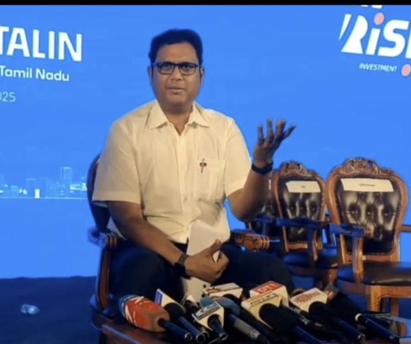 Interview with Minister T.R.B. Raja held in Coimbatore.