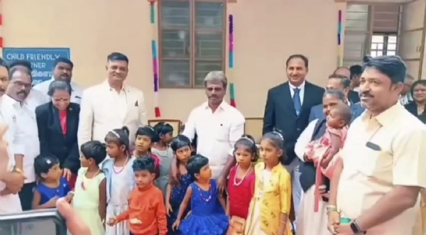 The Child Friendly Room at the integrated court complex of Theni district was inaugurated by Theni Chief District Judge Sornam J. Natarajan and Theni Sessions Judge G. Anuradha. The Child Friendly Room at the integrated court complex of Theni district was inaugurated by Theni Chief District Judge Sornam J. Natarajan and Theni Sessions Judge G. Anuradha.