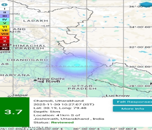உத்தரகாண்டில் நிலநடுக்கம் - தேசிய நில அதிர்வு மையம் தகவல் உத்தரகாண்டில் நிலநடுக்கம் - தேசிய நில அதிர்வு மையம் தகவல்