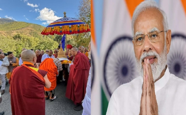 புத்தரின் புனித நினைவுச்சின்னங்களுக்கு வரவேற்பிறகு பூட்டான் மக்களுக்கு நன்றி - பிரதமர் மோடி புத்தரின் புனித நினைவுச்சின்னங்களுக்கு வரவேற்பிறகு பூட்டான் மக்களுக்கு நன்றி - பிரதமர் மோடி