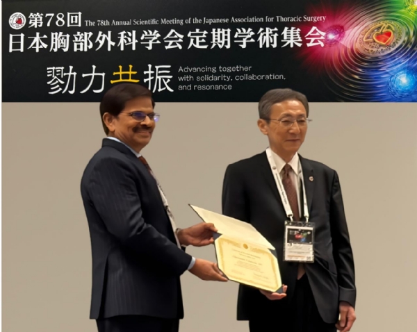 Dr. C. Palanivelu, Chairman of GEM Hospital, has been conferred honorary membership by the Japan Thoracic Surgery Association. Dr. C. Palanivelu, Chairman of GEM Hospital, has been conferred honorary membership by the Japan Thoracic Surgery Association.
