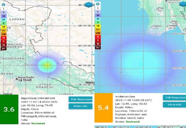 அந்தமான் தீவு மற்றும் உத்தரகாண்டில் நிலநடுக்கம் - தேசிய நிலநடுக்க ஆய்வு மையம் தகவல் அந்தமான் தீவு மற்றும் உத்தரகாண்டில் நிலநடுக்கம் - தேசிய நிலநடுக்க ஆய்வு மையம் தகவல்