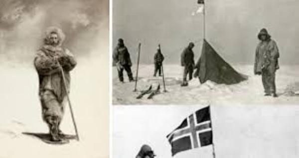 ரோல்ட் அமுண்ட்சென் தென் துருவத்தை அடைகிறார். ரோல்ட் அமுண்ட்சென் தென் துருவத்தை அடைகிறார்.