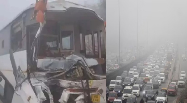 பனிமூட்டத்தால் அடுத்தடுத்து பேருந்துகள் மோதி விபத்து - பயணிகள் பலர் படுகாயம் பனிமூட்டத்தால் அடுத்தடுத்து பேருந்துகள் மோதி விபத்து - பயணிகள் பலர் படுகாயம்