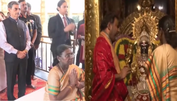 குடியரசுத் தலைவர் திரௌபதி முர்மு ஸ்ரீபுரம் தங்கக் கோயிலில் சாமி தரிசனம் குடியரசுத் தலைவர் திரௌபதி முர்மு ஸ்ரீபுரம் தங்கக் கோயிலில் சாமி தரிசனம்