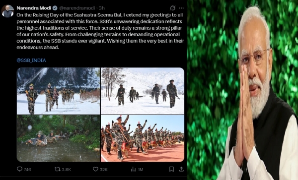 இன்று சஷஸ்திர சீமா பலின் நிறுவன தினம் - படை வீரர்களுக்கு பிரதமர் மோடி வாழ்த்து