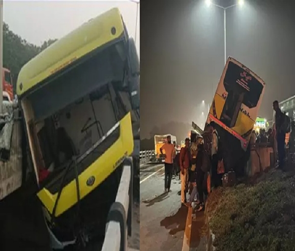 ஆம்னி பேருந்து ஆற்றின் பாலத்தில் மோதி விபத்து - 35 பேர் படுகாயம் ஆம்னி பேருந்து ஆற்றின் பாலத்தில் மோதி விபத்து - 35 பேர் படுகாயம்