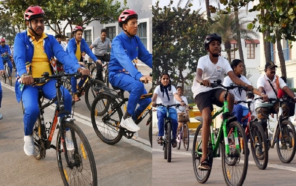 புதுச்சேரியில் பிட் இந்தியா சைக்கிளத்தான் நிகழ்ச்சி - மத்திய அமைச்சர் மன்சுக் மண்டவியா பங்கேற்பு