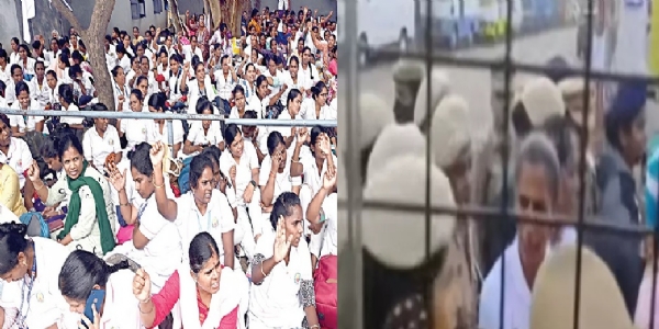 இன்று 6வது நாளாக போராட்டத்தை தொடரும் செவிலியர்கள் - போலீசார் கைது நடவடிக்கை இன்று 6வது நாளாக போராட்டத்தை தொடரும் செவிலியர்கள் - போலீசார் கைது நடவடிக்கை