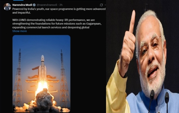 வெற்றிகரமாக விண்ணில் பாய்ந்த ‘புளூபேர்ட்’ -  விண்வெளி விஞ்ஞானிகள் மற்றும் பொறியாளர்களுக்கு பிரதமர் மோடி வாழ்த்து