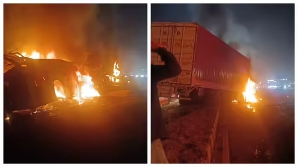 கர்நாடகா தேசிய நெடுஞ்சாலை 48-ல் கோரப் பேருந்து விபத்து - 9 பேர் உடல் கருகி பலி