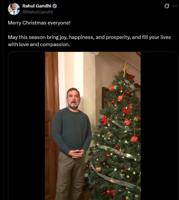 காங்கிரஸ் எம்.பி ராகுல் காந்தி கிறிஸ்துமஸ் வாழ்த்து