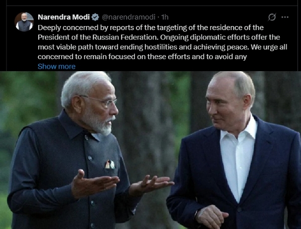 ரஷ்ய அதிபர் புடின் வீட்டை குறிவைத்து ட்ரோன் தாக்குதல் - பிரதமர் மோடி கவலை