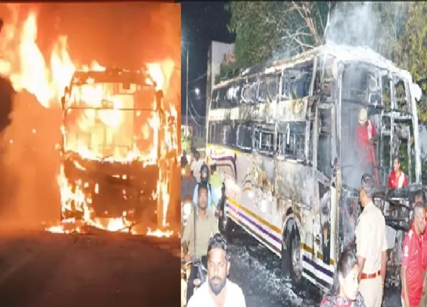 புதுச்சேரியிலில் தீக்கு இரையான ஆம்னி பேருந்து - 13 பயணிகளின் உயிரை காப்பாற்றிய ஆட்டோ ஓட்டுனர்