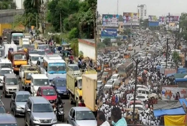 சென்னை  திரும்பும் பொதுமக்கள் - சென்னை புறநகர் பகுதியில் போக்குவரத்து நெரிசல்