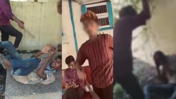 சிறார் தாக்கும் காட்சி