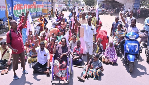 Disabled people arrested for blocking road
