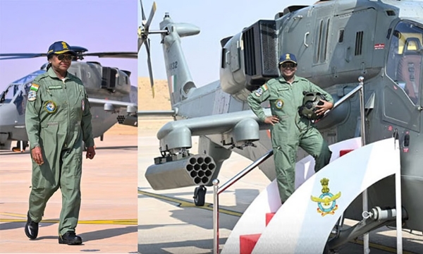 President Draupadi Murmu travels in a combat helicopter President Draupadi Murmu travels in a combat helicopter