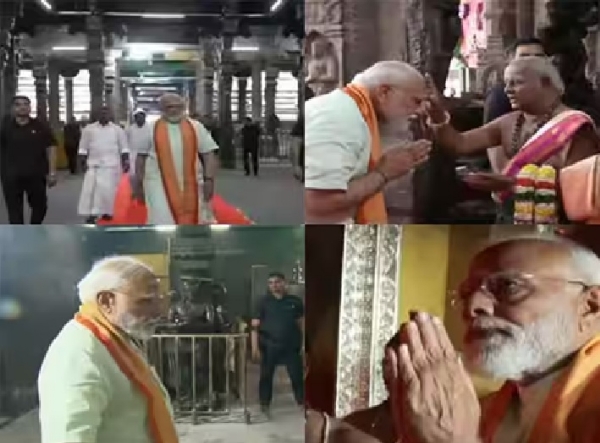 திருப்பரங்குன்றம் சுப்பிரமணிய சுவாமி கோயிலில் பிரதமர் மோடி வழிபாடு