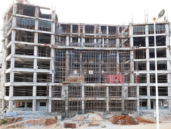 Construction work on the Kamaraj Library