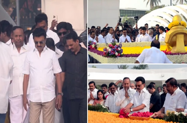 73-வது பிறந்தநாளை முன்னிட்டு  முதல்வர் ஸ்டாலின் கலைஞர், அண்ணா நினைவிடங்களில் மரியாதை