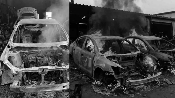 கார் மெக்கானிக் கடையில் திடீர் தீ விபத்து - 10 லட்சம் மதிப்பிலான பொருட்கள் எரிந்து நாசம்