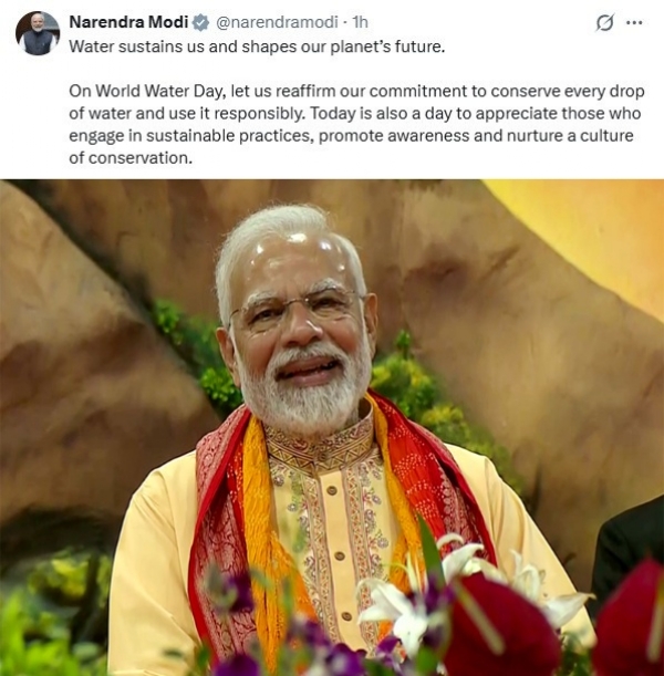 உலக நீர் தினத்தில் தேசிய உறுதிப்பாட்டை வலியுறுத்திய பிரதமர் மோடி