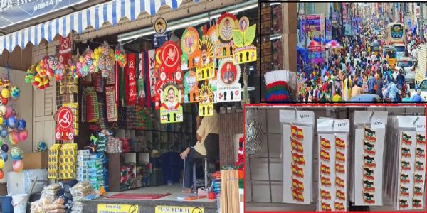 சுட்டெரிக்கும் வெயிலை விட தேர்தல் பிரச்சாரங்கள் சூடு பிடித்துள்ளன – மதுரையில் தேர்தல் பொருட்கள் விற்பனை அமோகம்