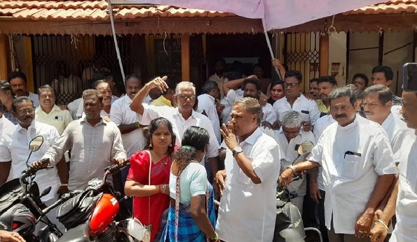 Supporters of former Chief Minister Narayanasamy stage protests