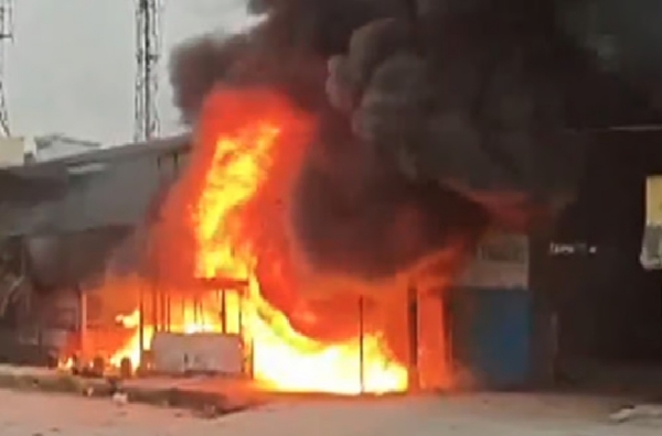 fire breaks out at a private paint shop