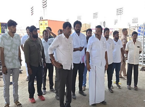 மார்ச் 9 ஆம் தேதி திமுக மாநாடு நடைபெறும் திருச்சி சிறுகனூரில் அமைச்சர் கே.என்.நேரு ஆய்வு