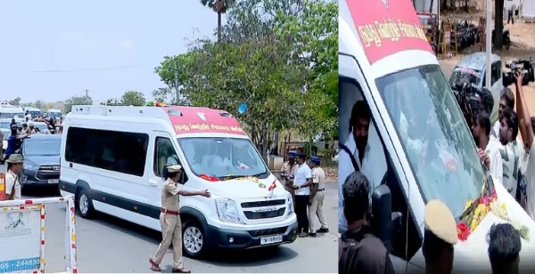 த.வெ.க தலைவர் விஜய் வாகனத்தில் தேர்தல் பறக்கும் படையினர் சோதனை