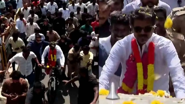 TVK Leader Vijay Canvasses for Votes by Riding a Bicycle