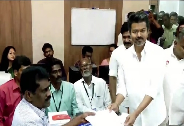 TVK leader Vijay files nomination